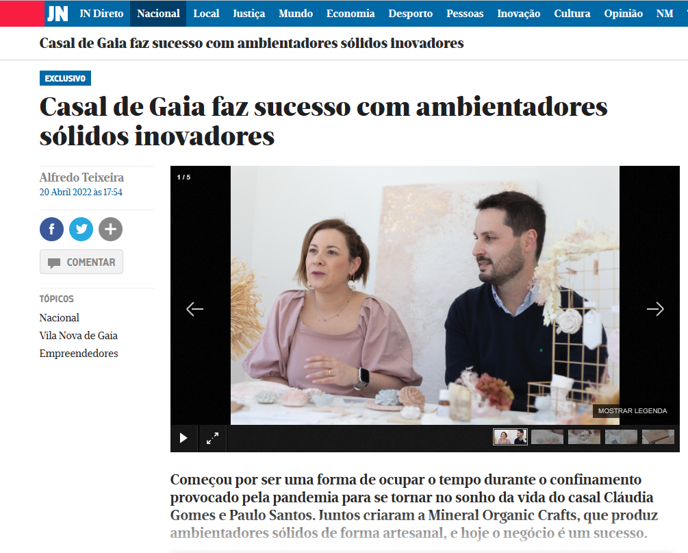 Notícia no Jornal de Notícias em abril de 2022