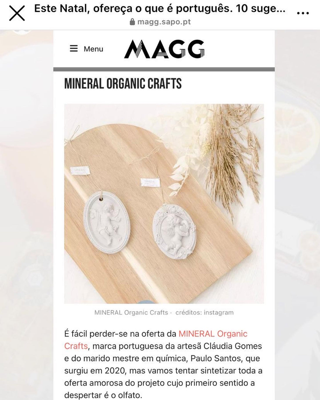 Referências à MINERAL Organic Crafts na imprensa escrita