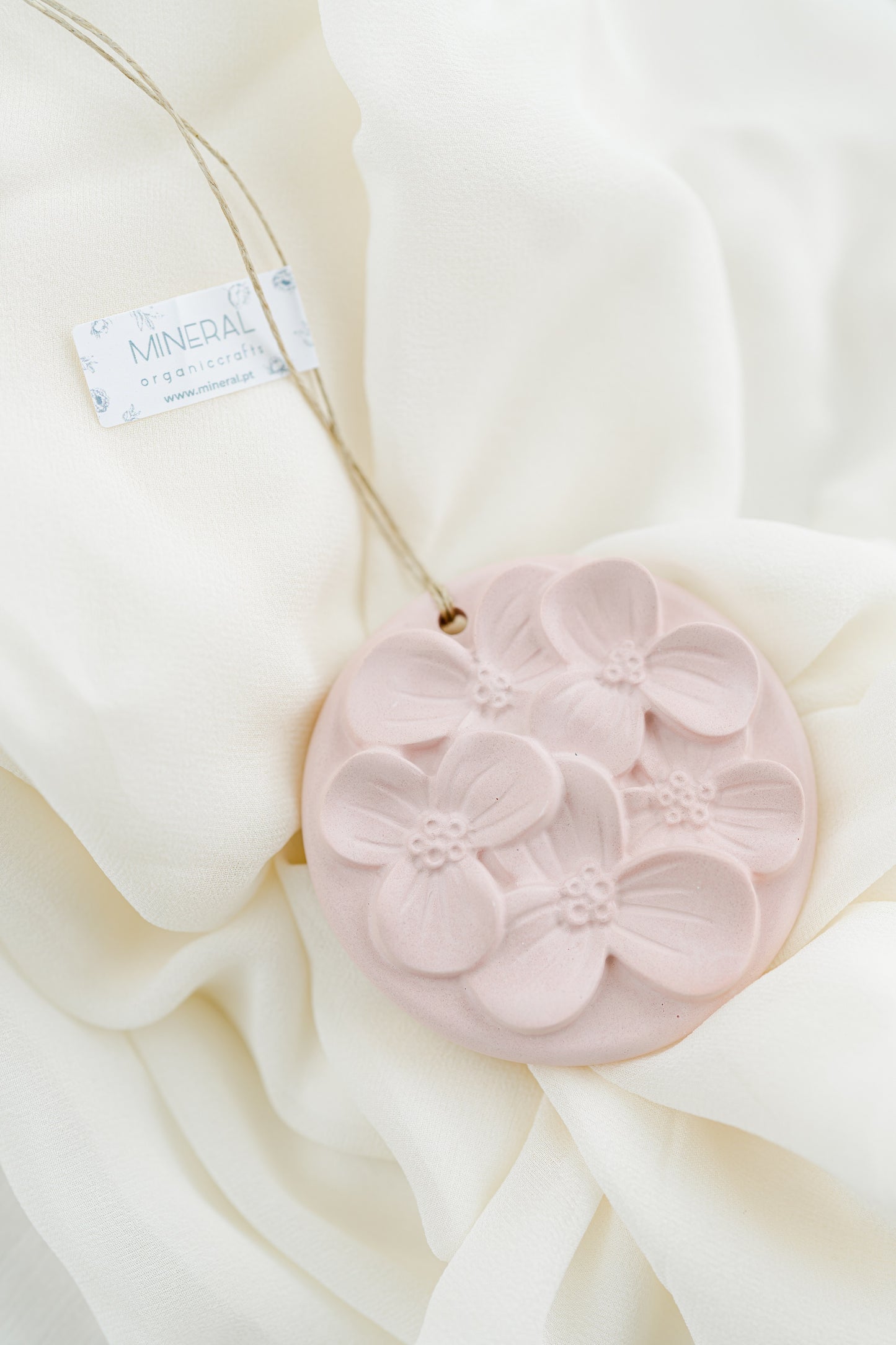 Hortênsia em placa redonda para pendurar